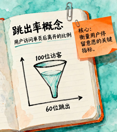 跳出率指的是仅浏览一个页面后就离开网站的会话百分比